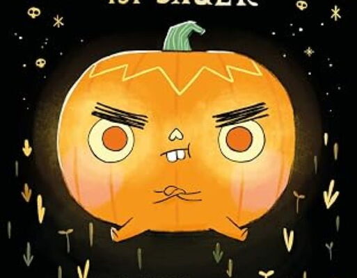 Bilderbuchkino Rufus ist sauer | Halloween-Kürbis auf schwarzem Grund | Grafik: Annette Betz
