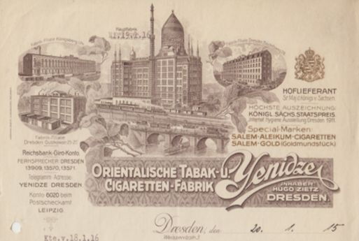 Briefkopf der Orientalischen Tabak- und Cigaretten-Fabrik Dresden