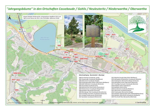 Jahrgangsbäume in den Ortschaften Cossebaude, Gohlis, Neuleuteritz, Niederwartha, Oberwartha