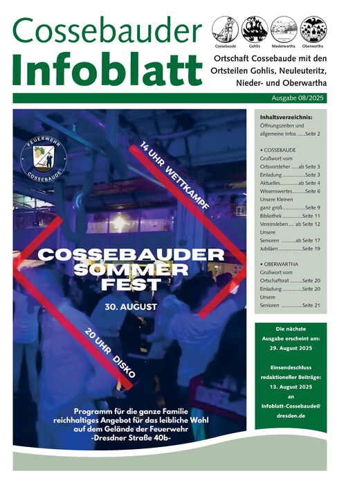 Cossebauder Infoblatt Ausgabe 08/2025